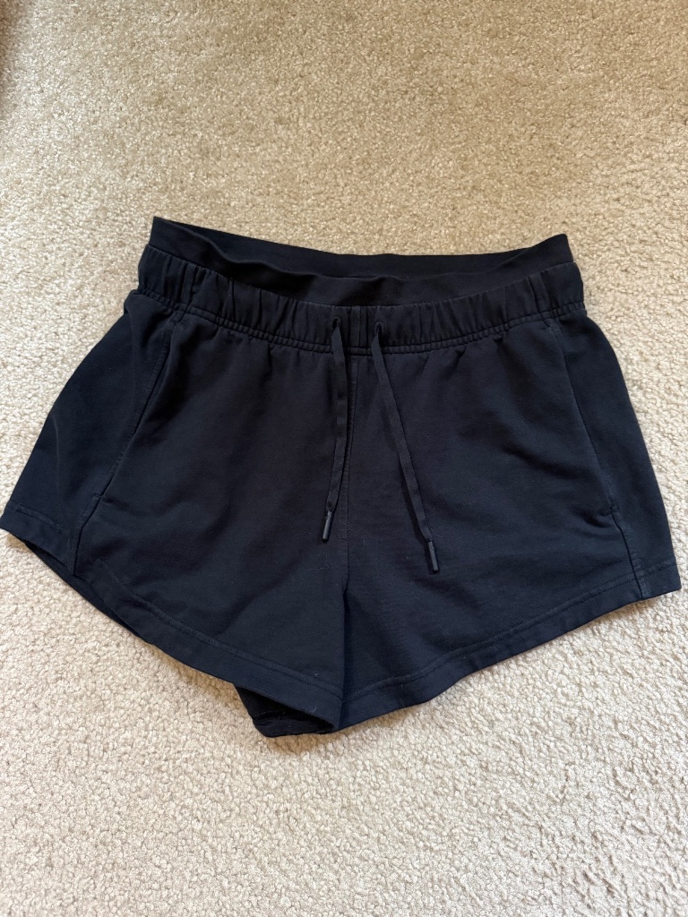 Lululemon High Rise Cotton Shorts Sz 6 Black Dolphin Fitness Casual